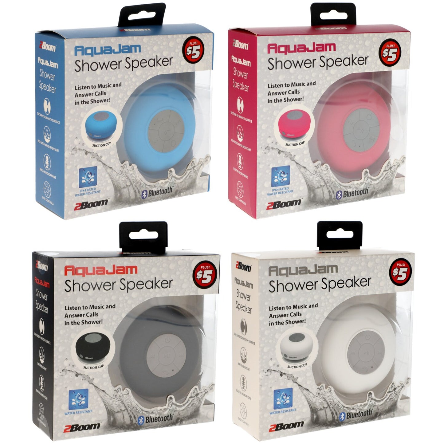 2Boom AquaJam Bluetooth Shower Speaker, 6x7.5x2.5-in. (Pack of 12)