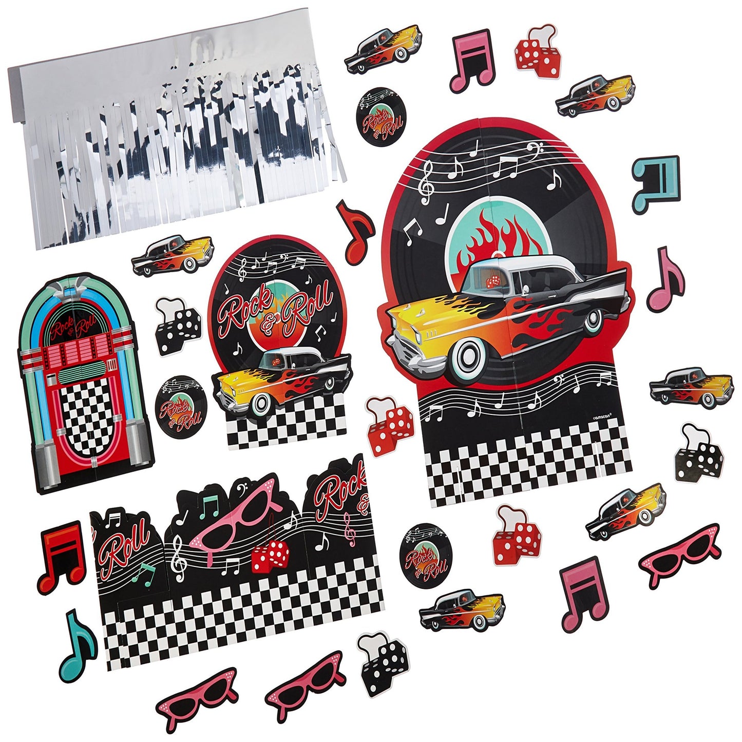50s Party Table Decor Kit with Jukebox and Music Notes