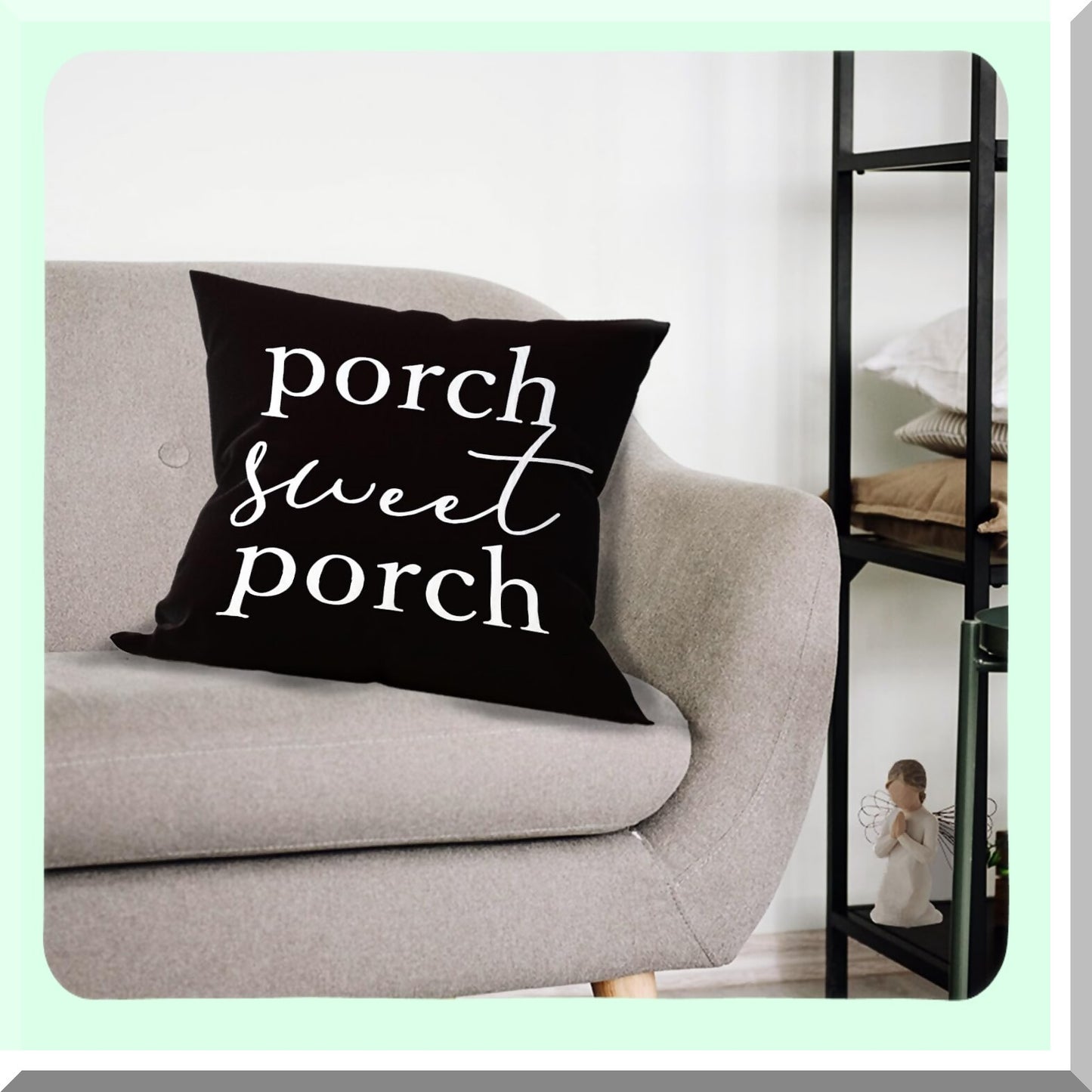 Farmhouse Outdoor Pillow Covers 18x18 - Porch Life Decor Set with Black Throw Pillows for Farmhouse Porch. Enjoy Outdoor Living with Stylish Porch Pillows.