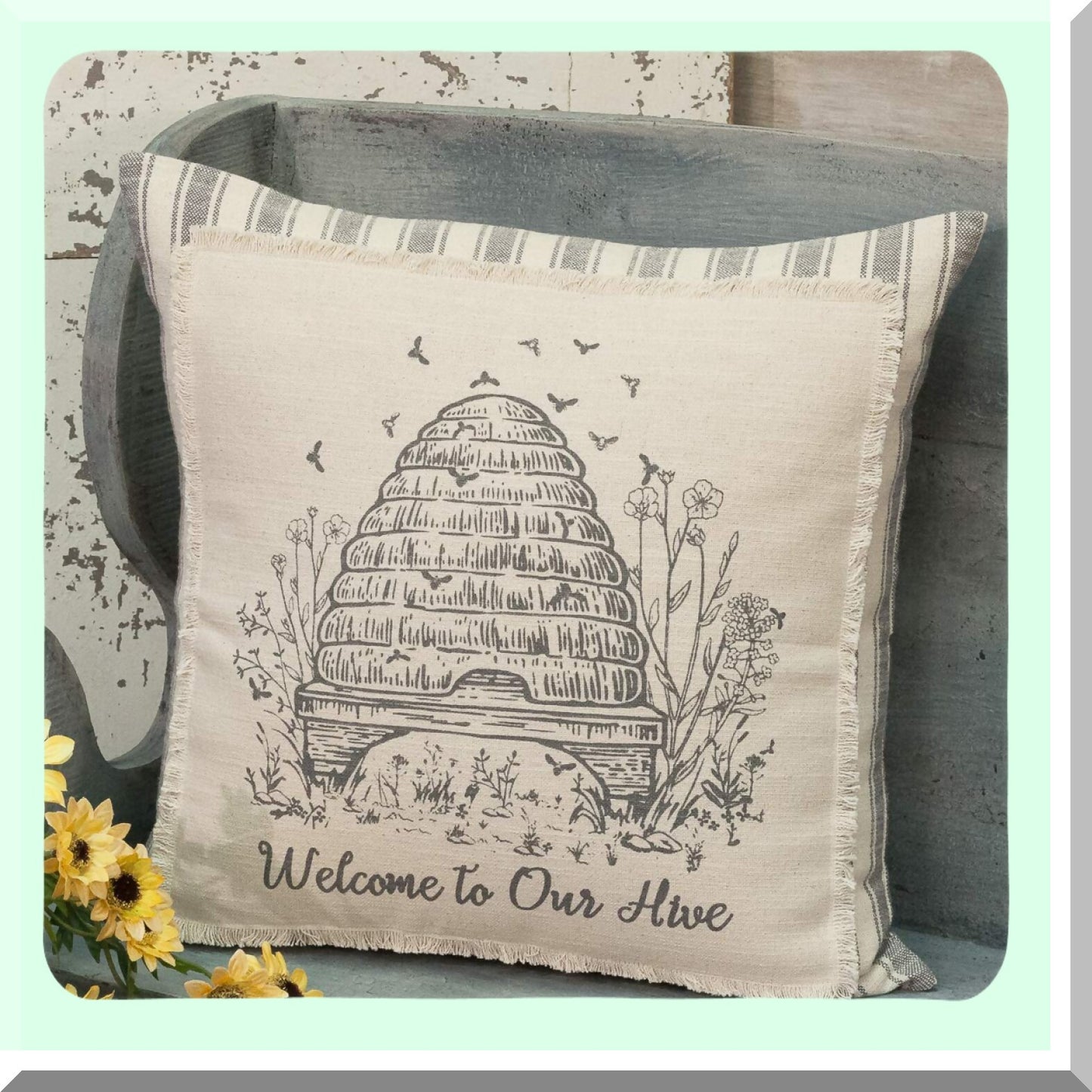 Beehive Bliss Decorative Pillow Cover - 18x18 Inch - Home Decor Accent - Honeycomb Design - Cozy Cushion Case - Farmhouse Chic - Sofa Throw Pillow