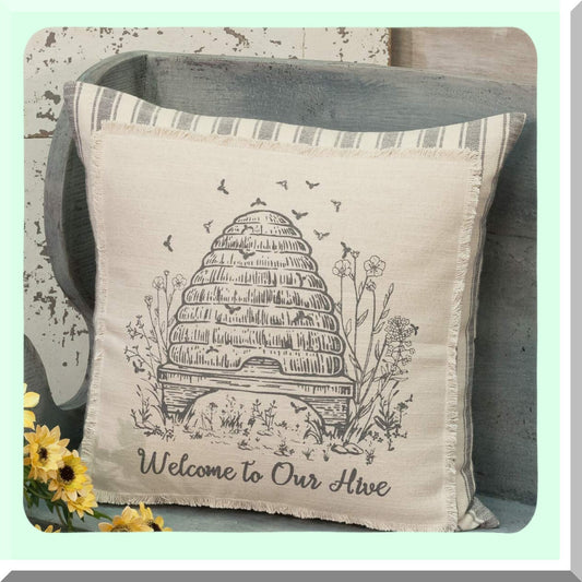 Beehive Bliss Decorative Pillow Cover - 18x18 Inch - Home Decor Accent - Honeycomb Design - Cozy Cushion Case - Farmhouse Chic - Sofa Throw Pillow