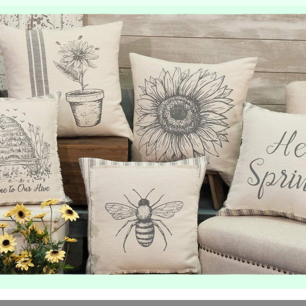Beehive Bliss Decorative Pillow Cover - 18x18 Inch - Home Decor Accent - Honeycomb Design - Cozy Cushion Case - Farmhouse Chic - Sofa Throw Pillow