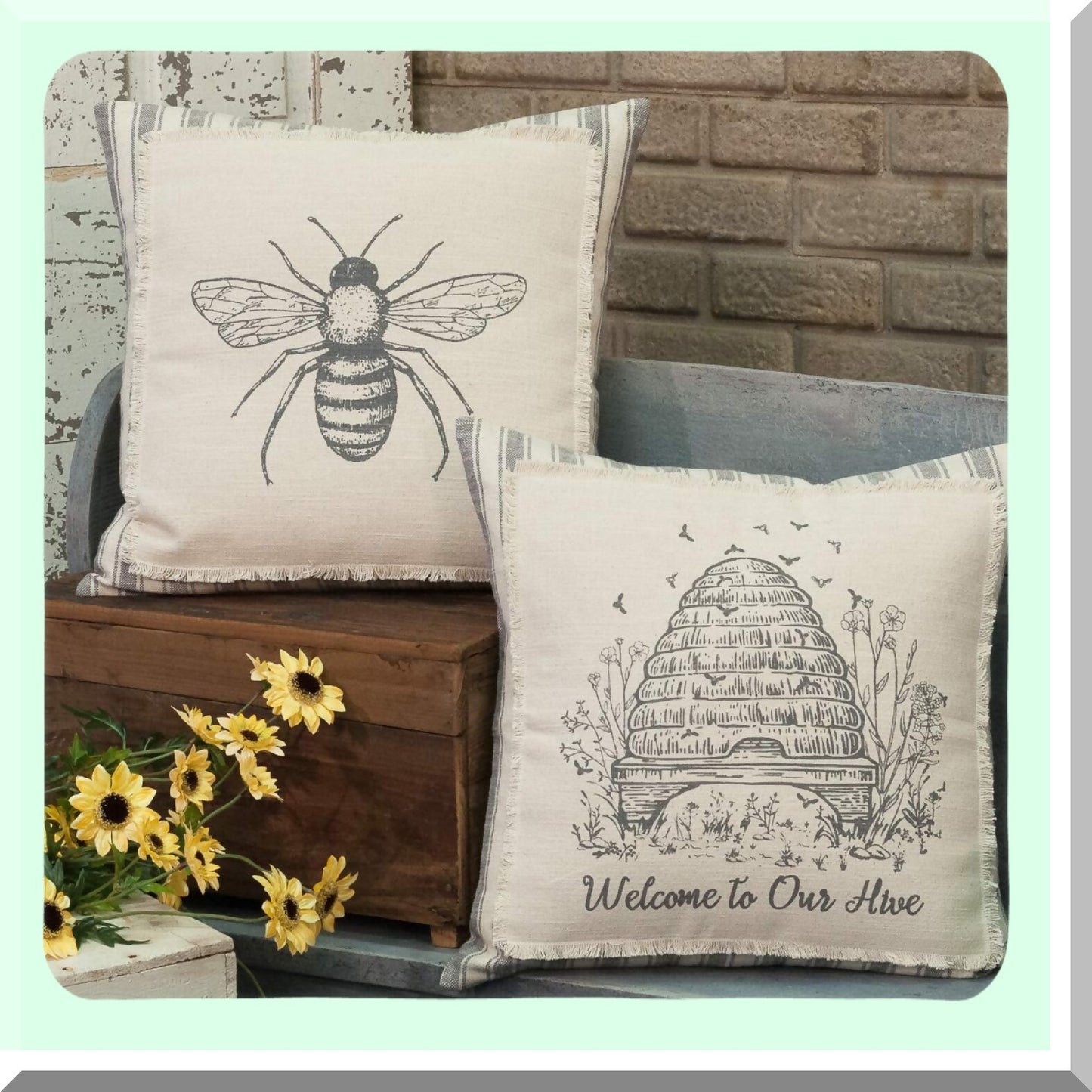 Beehive Bliss Decorative Pillow Cover - 18x18 Inch - Home Decor Accent - Honeycomb Design - Cozy Cushion Case - Farmhouse Chic - Sofa Throw Pillow