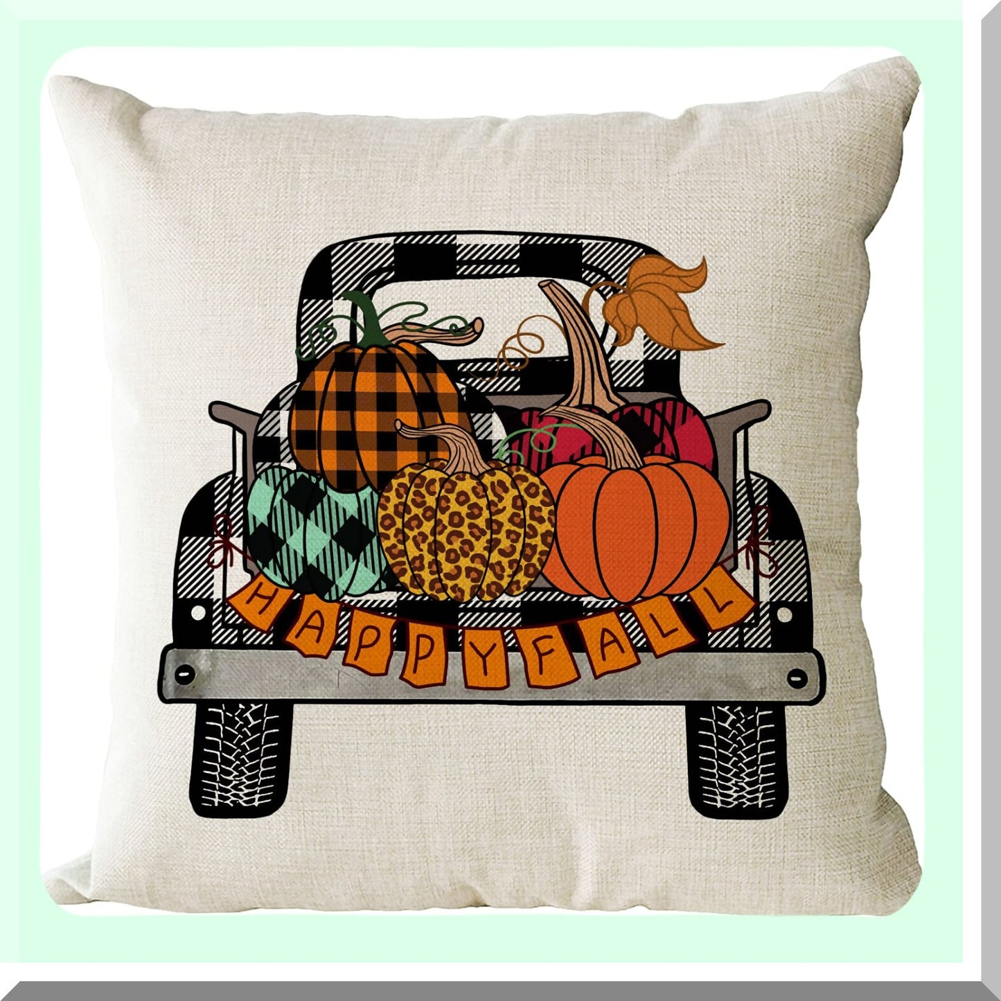Autumn Harvest Pillow Covers - Set of 4 Plaid Pumpkin Gnomes Sunflower Outdoor Throw Pillows for Thanksgiving Farmhouse Decor - 16x16 Inch