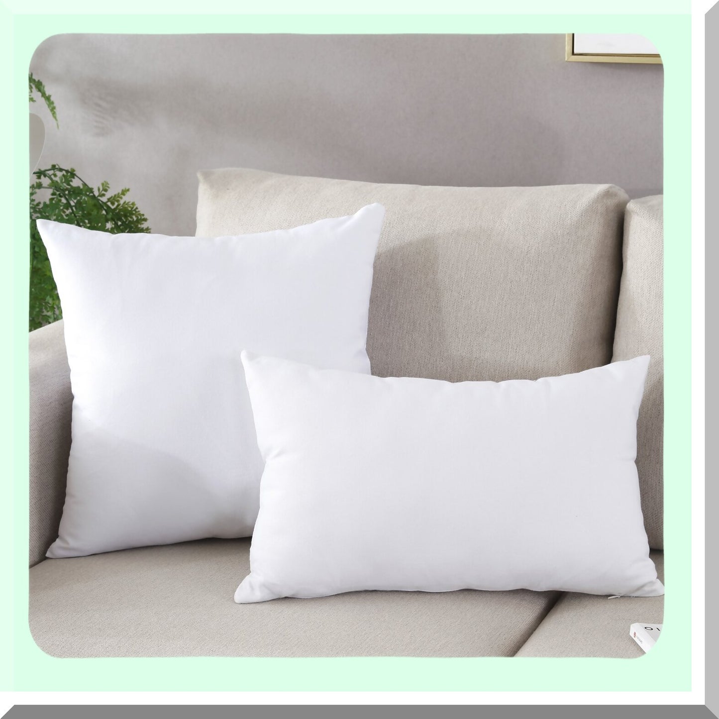 Cotton Canvas Solid White Pillowcase - Hidden Zipper Closure - Decorative Cushion Cover - Square Toss Pillow Case - 18"x18"
