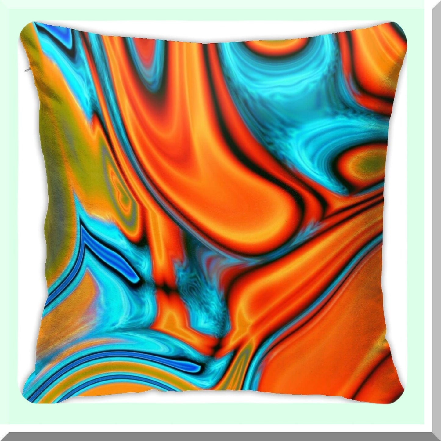 Southwest Swirls Turquoise Orange Pillowcase - Modern Vivid Decorative Throw Pillow Cover 18x18 Inch Square for Home Decor, Living Room, Bed, Car