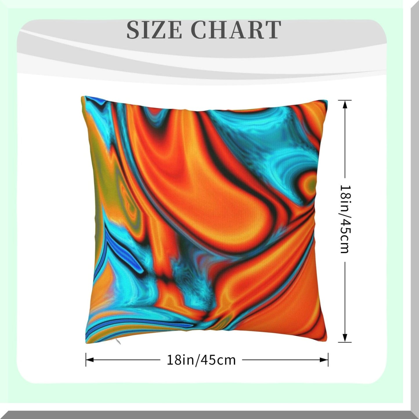 Southwest Swirls Turquoise Orange Pillowcase - Modern Vivid Decorative Throw Pillow Cover 18x18 Inch Square for Home Decor, Living Room, Bed, Car