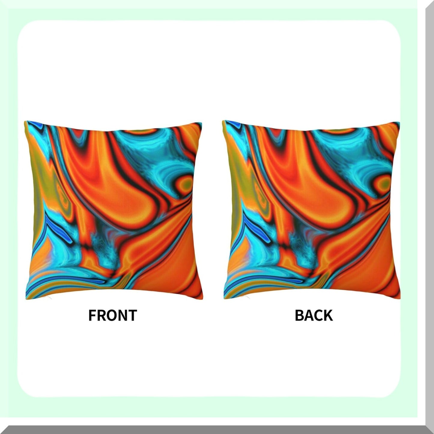 Southwest Swirls Turquoise Orange Pillowcase - Modern Vivid Decorative Throw Pillow Cover 18x18 Inch Square for Home Decor, Living Room, Bed, Car
