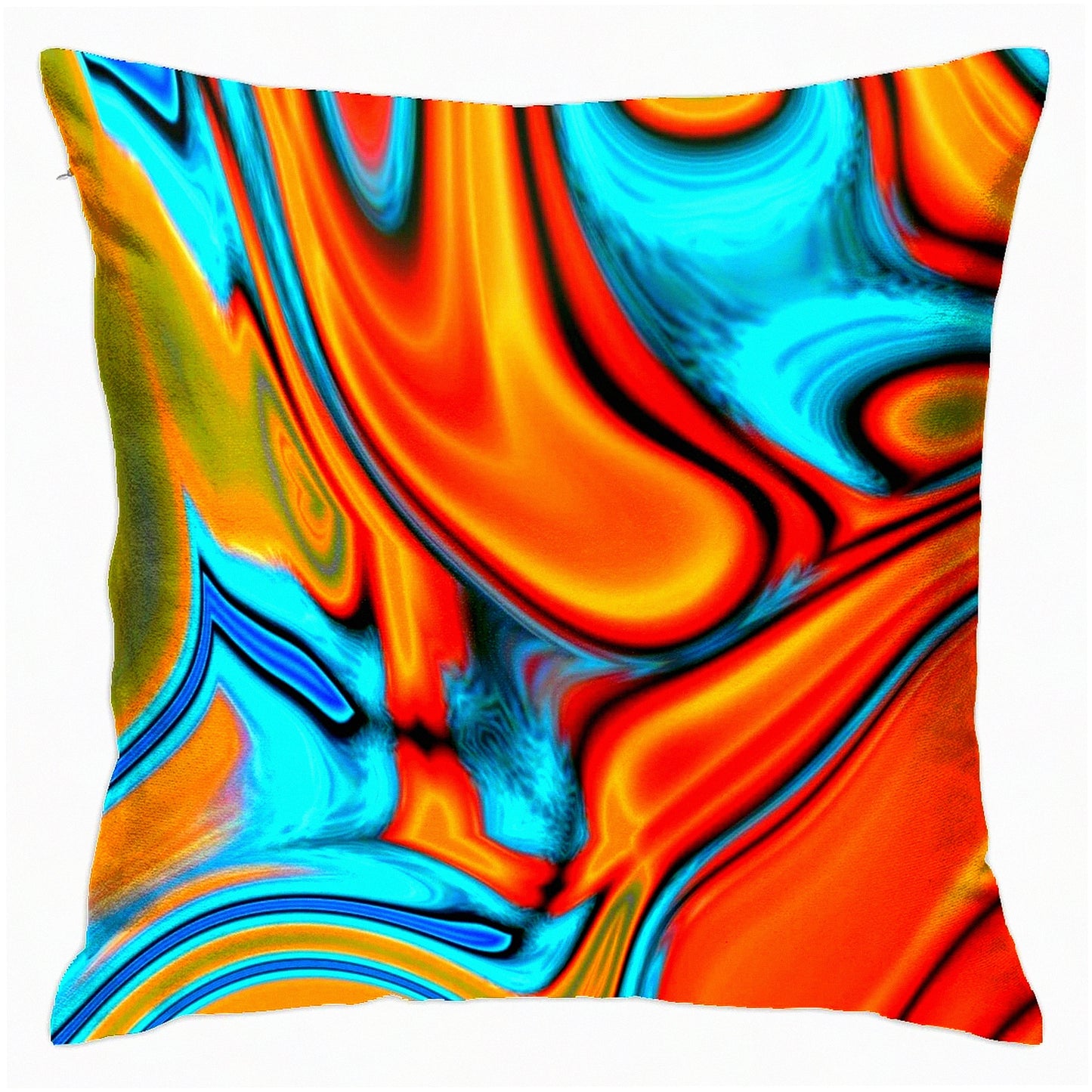 Southwest Swirls Turquoise Orange Pillowcase - Modern Vivid Decorative Throw Pillow Cover 18x18 Inch Square for Home Decor, Living Room, Bed, Car