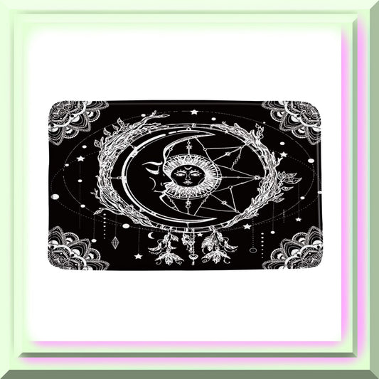 Sun Moon Bath Mat Black White 18x30 Inch