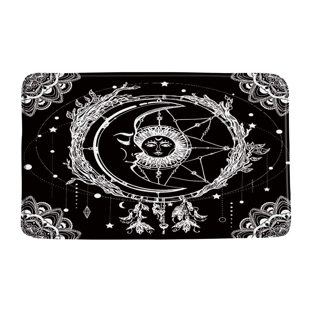 Sun Moon Bath Mat Black White 18x30 Inch