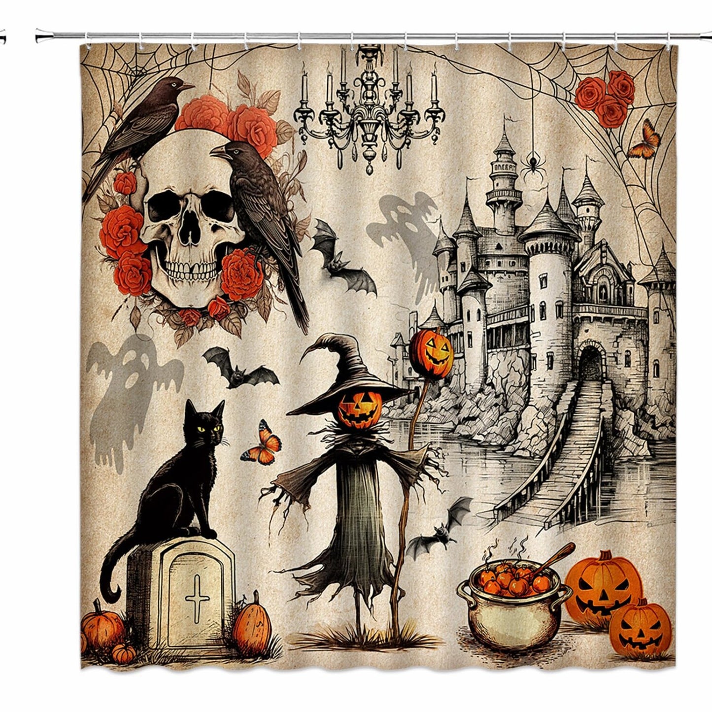 Shower Curtain 70x70 inch with Hooks