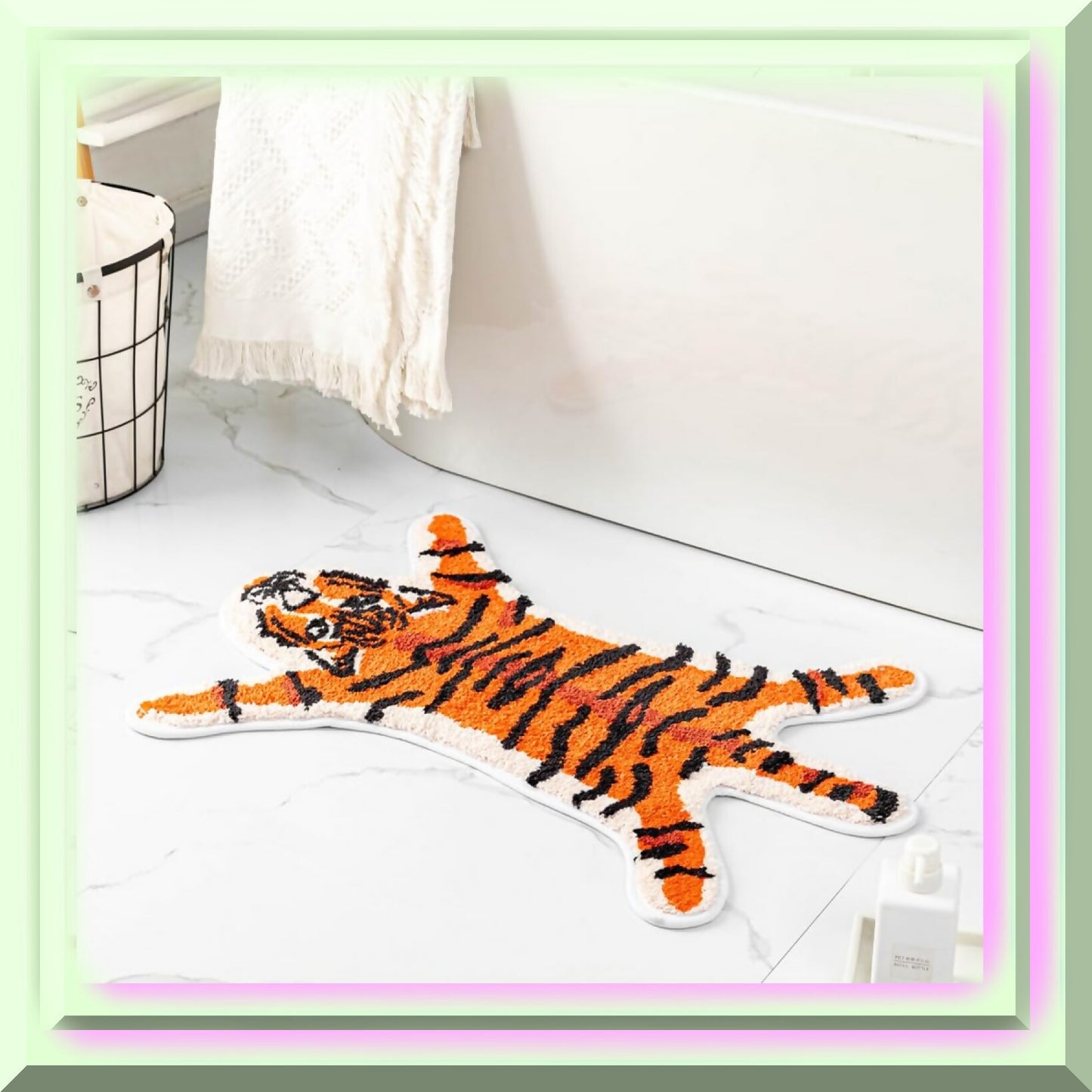Orange Tiger Cartoon Bath Mat for Kids