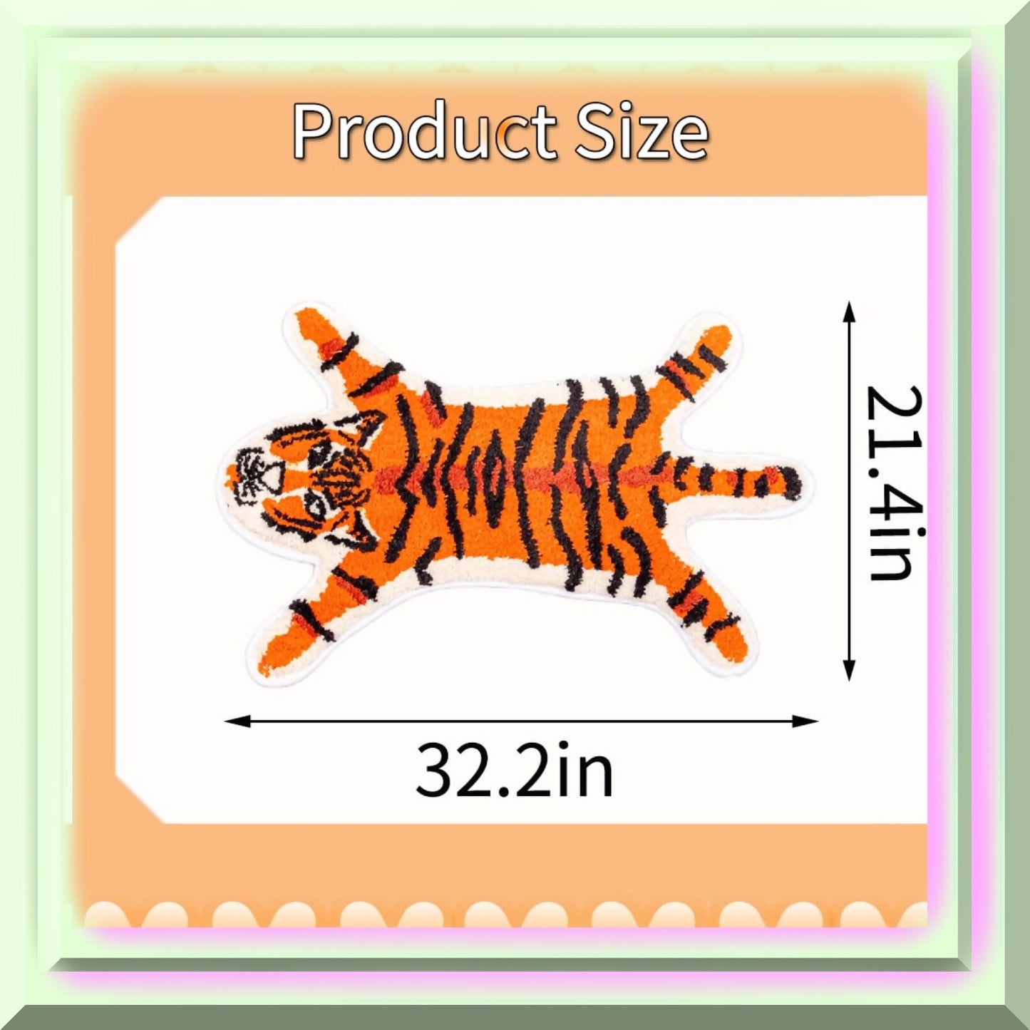 Orange Tiger Cartoon Bath Mat for Kids