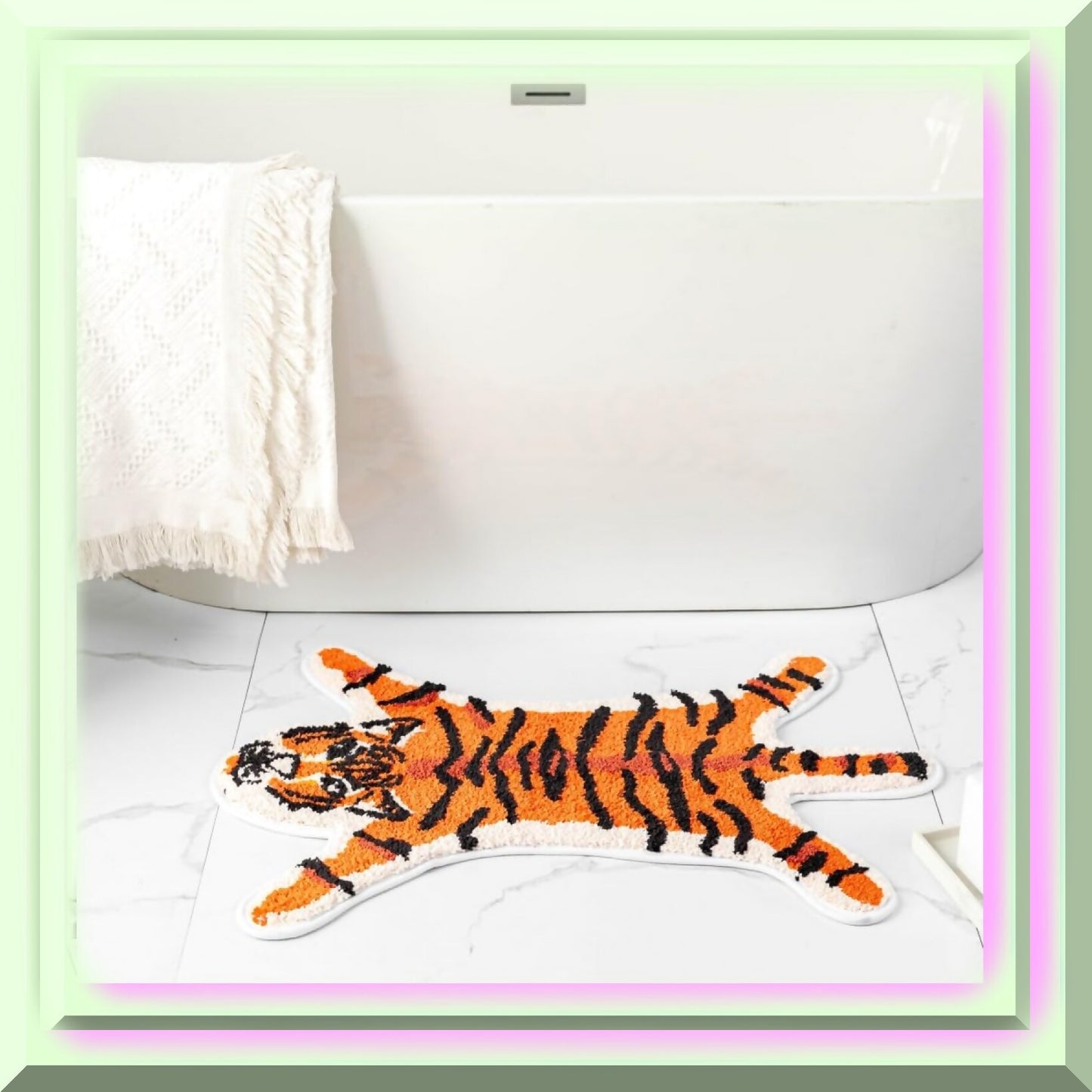 Orange Tiger Cartoon Bath Mat for Kids