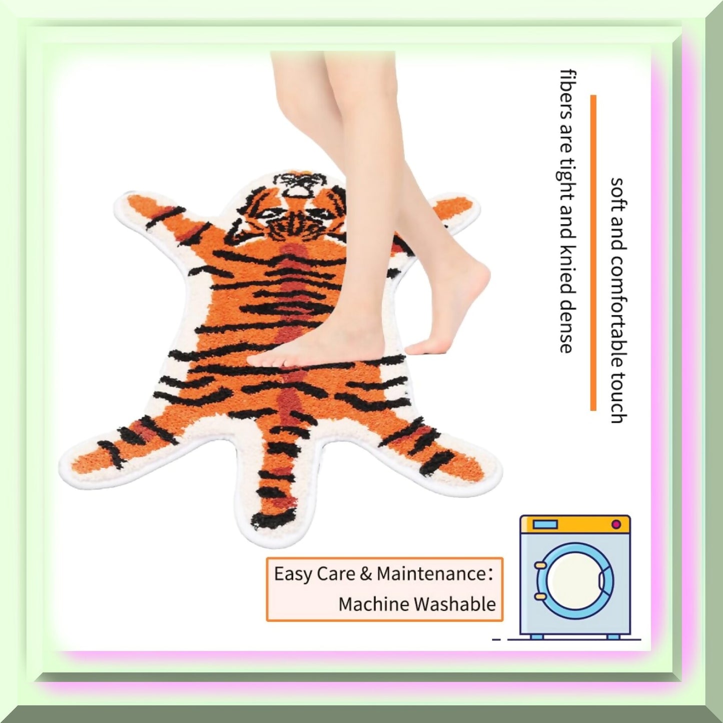 Orange Tiger Cartoon Bath Mat for Kids