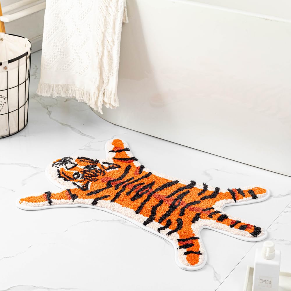 Orange Tiger Cartoon Bath Mat for Kids