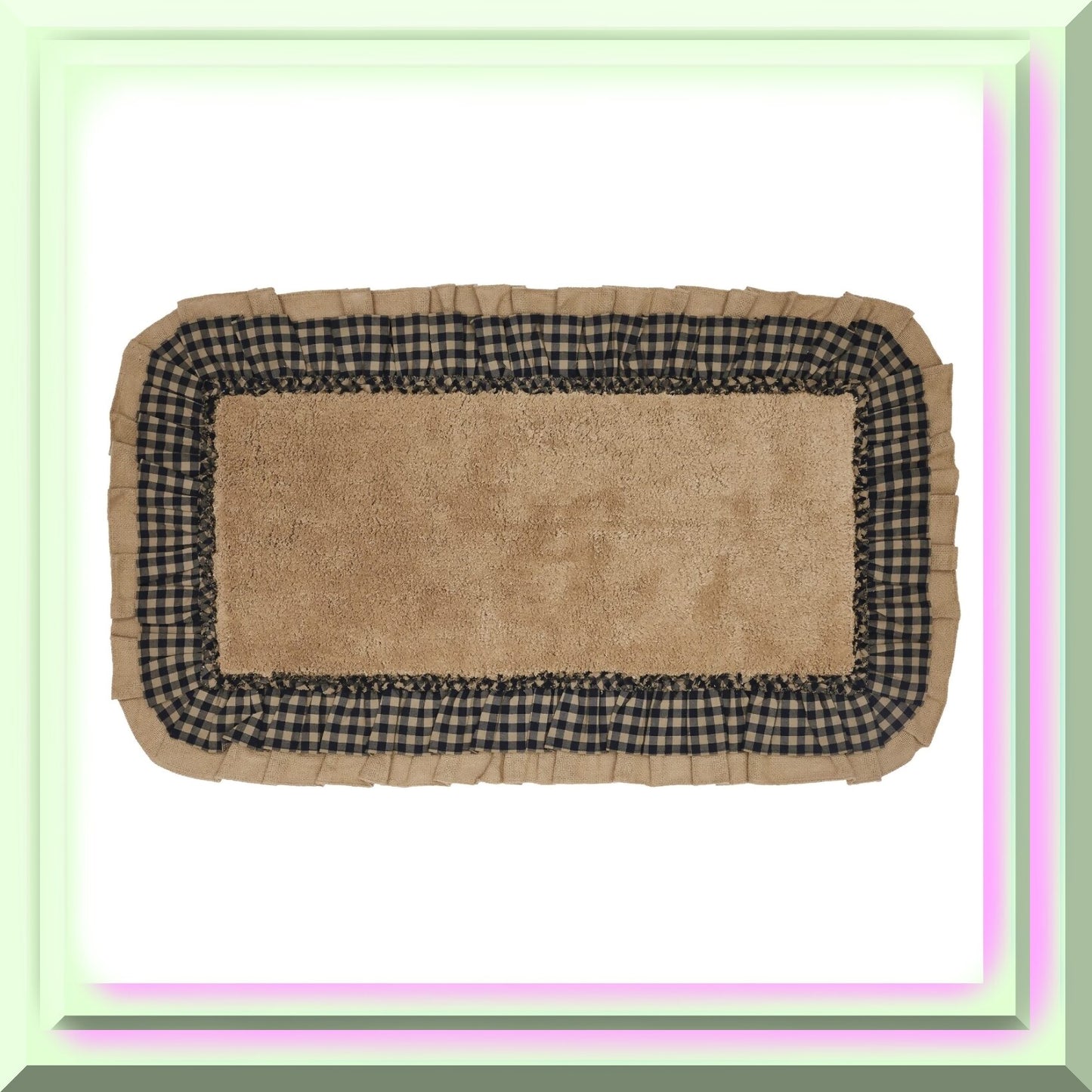 Burlap Check Bath Mat Natural Black 27x38