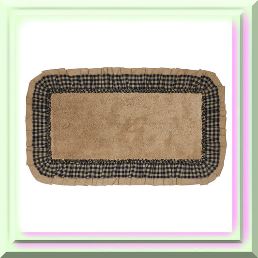 Burlap Check Bath Mat Natural Black 27x38