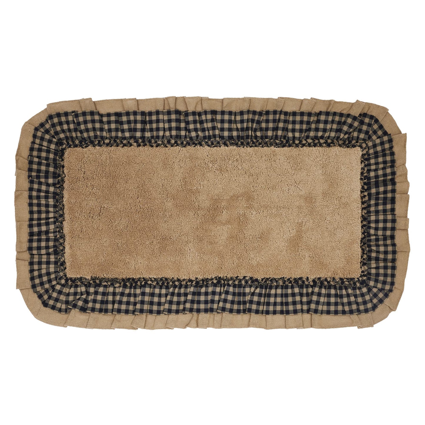 Burlap Check Bath Mat Natural Black 27x38