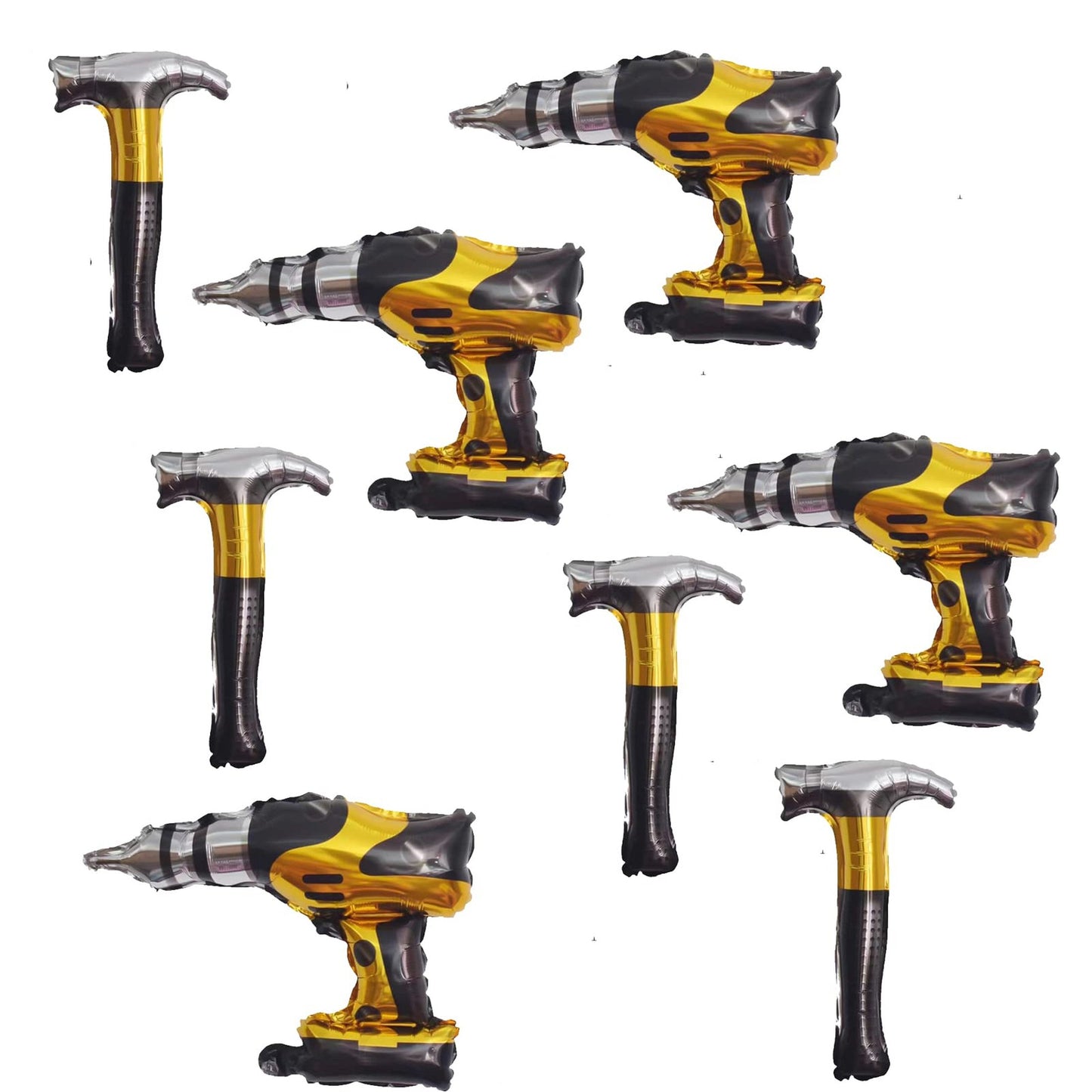 Hammer F Drill Mylar Balloons - 8PCS Inflatable Toys for Boys Birthday Themed Party Decoration. Perfect for Father's Day celebrations!