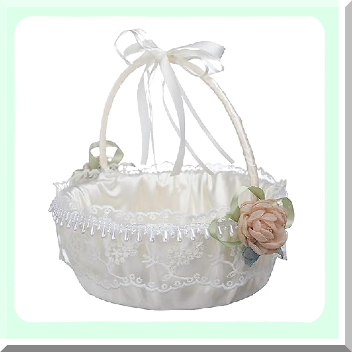 Elegant Lace Wedding Flower Girl Basket with Swing Handle