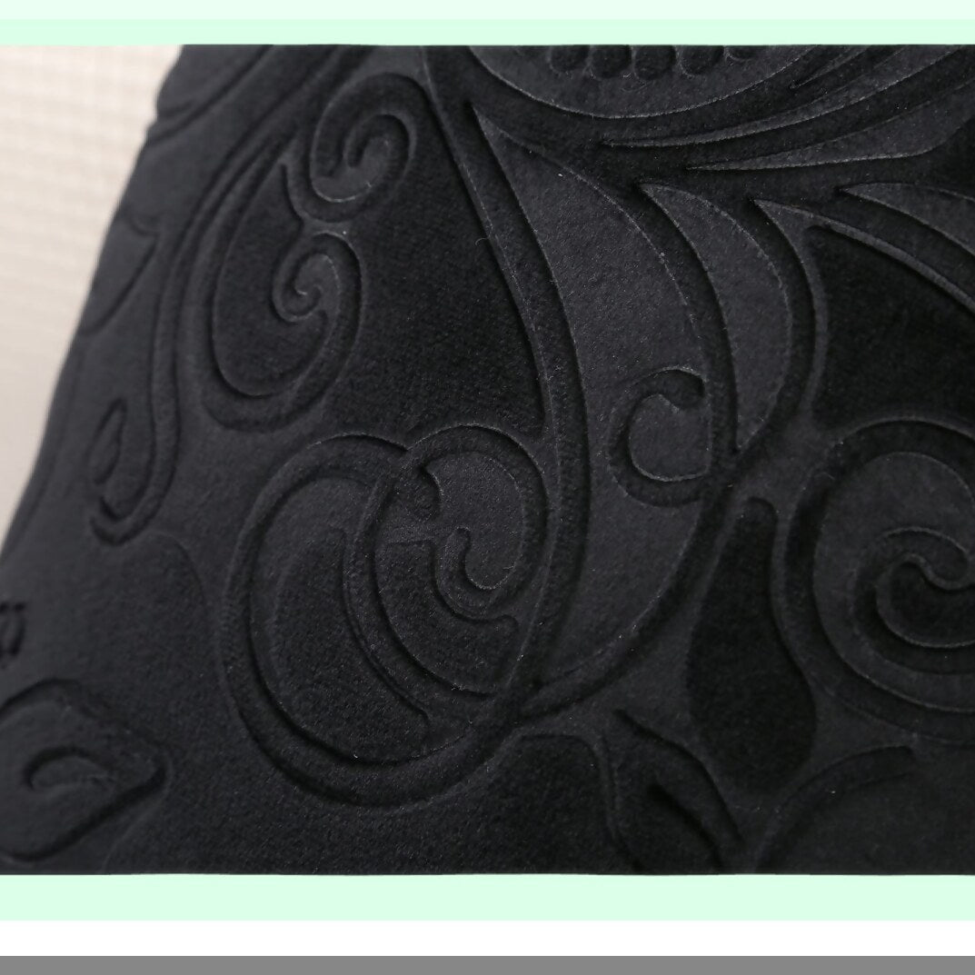 Luxury Velvet Floral Embossed Pillow Cover - Indoor/Outdoor Decorative Cushion Shell (20" x 20") - Black Anaglyph Design - Heavyweight Fabric
