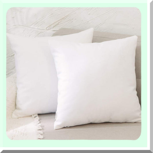 Square Zippered Pillowcase Set - White Decorative Throw Cushion Cover for Sofa Bed Car - 20x20 Inch - Smooth Hidden Zipper - 2 Piece