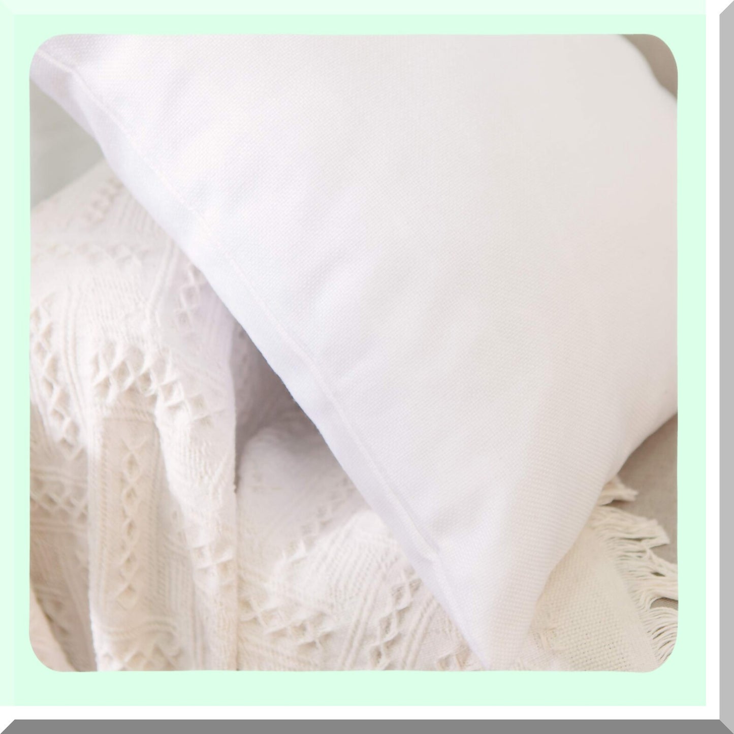 Square Zippered Pillowcase Set - White Decorative Throw Cushion Cover for Sofa Bed Car - 20x20 Inch - Smooth Hidden Zipper - 2 Piece