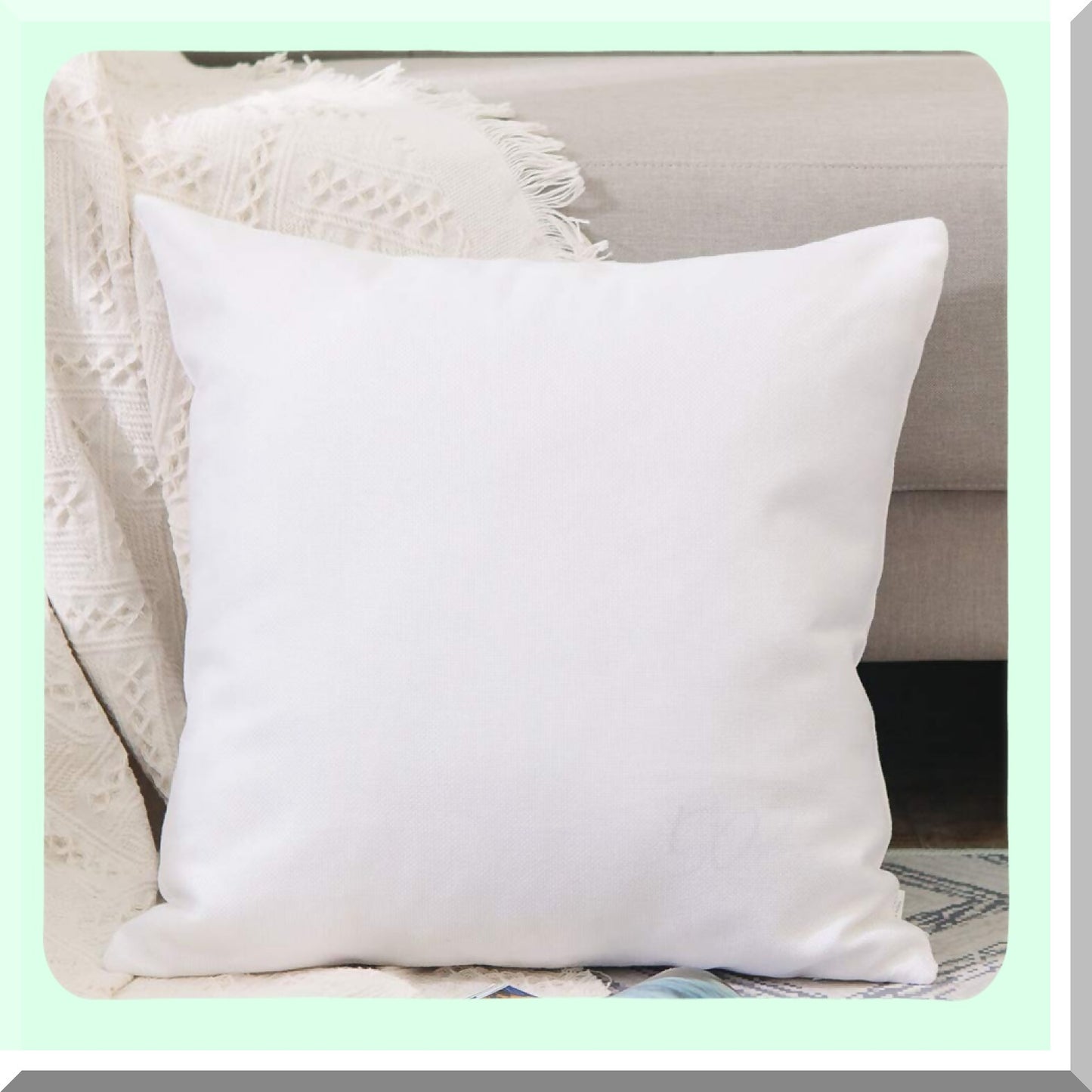 Square Zippered Pillowcase Set - White Decorative Throw Cushion Cover for Sofa Bed Car - 20x20 Inch - Smooth Hidden Zipper - 2 Piece