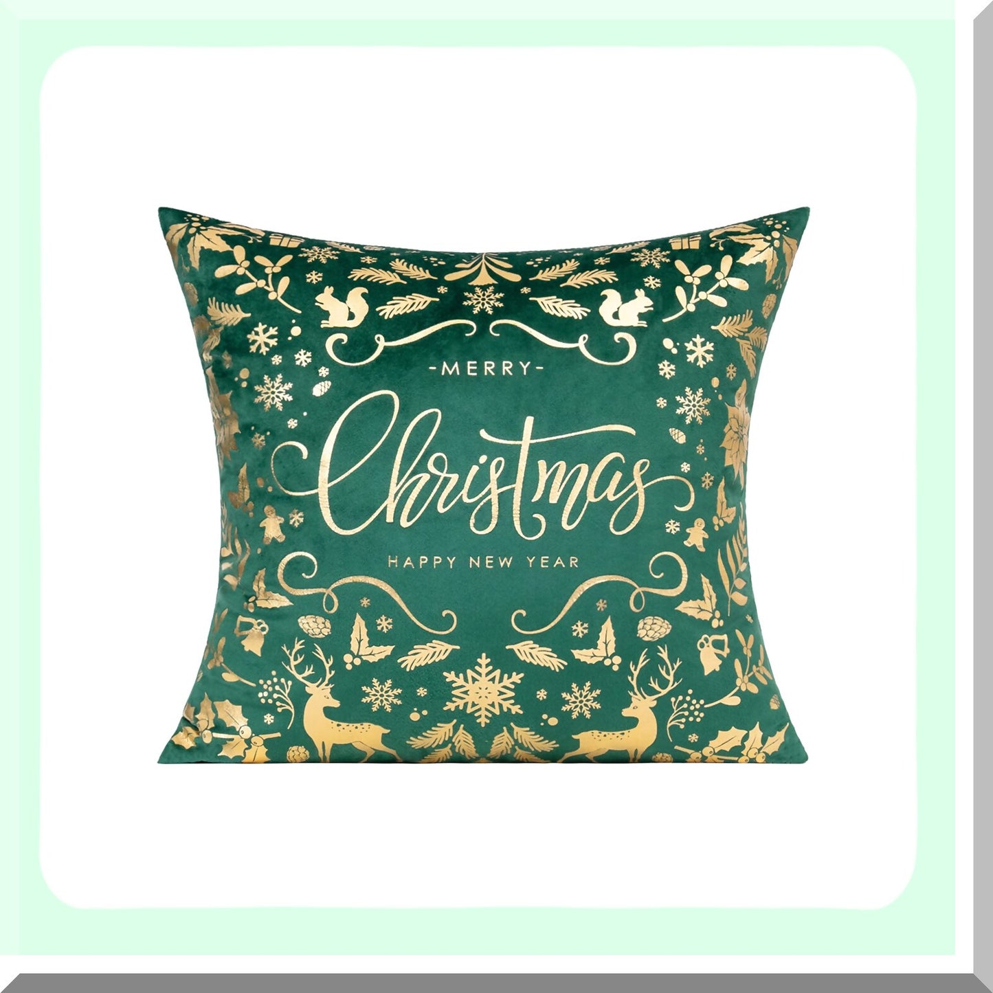 Winter Wonderland Velvet Pillow Covers - Set of 4 18X18 - Christmas Decorations for Home - Reindeer Tree Snowflakes - Holiday Cushion Cases for Sofa Bed