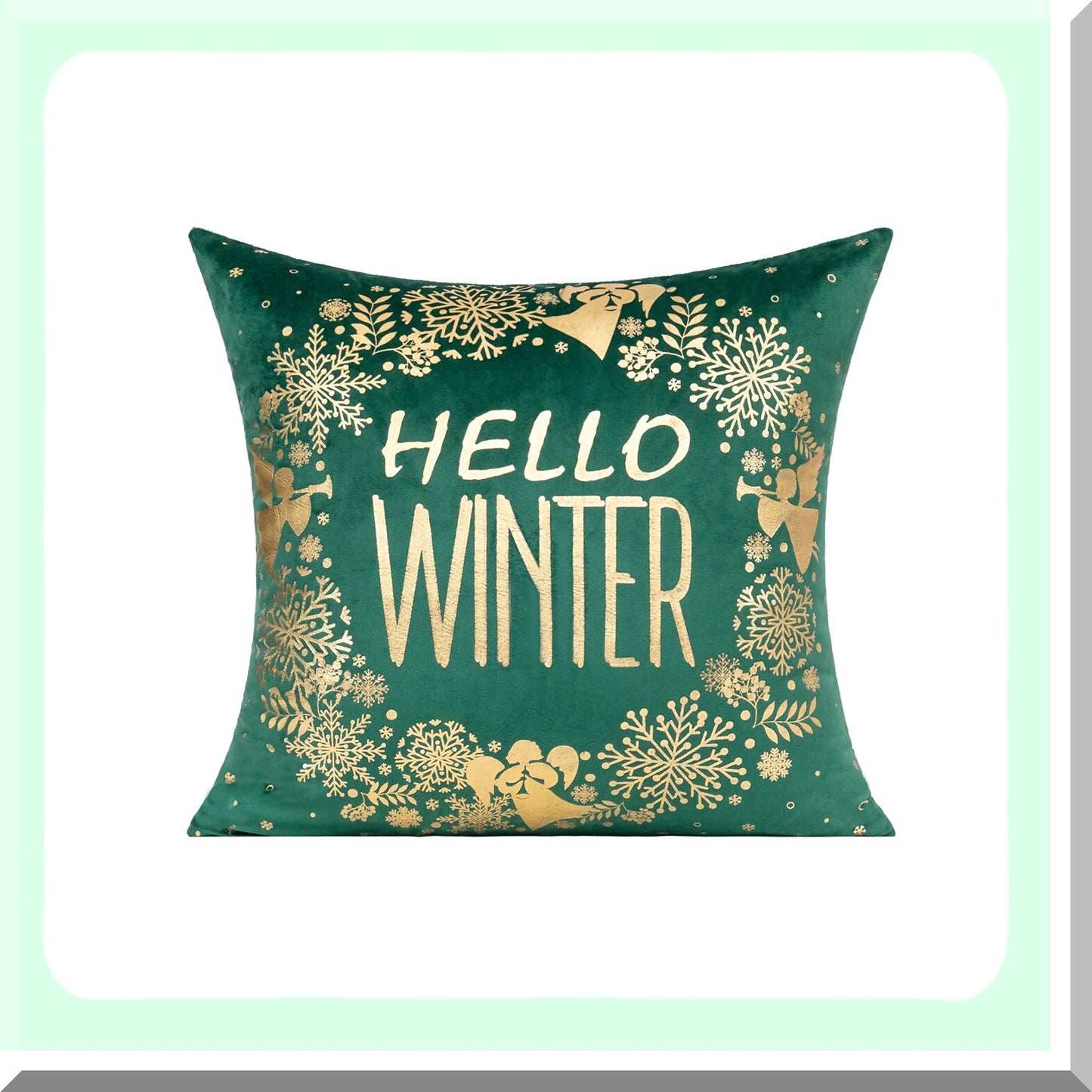 Winter Wonderland Velvet Pillow Covers - Set of 4 18X18 - Christmas Decorations for Home - Reindeer Tree Snowflakes - Holiday Cushion Cases for Sofa Bed