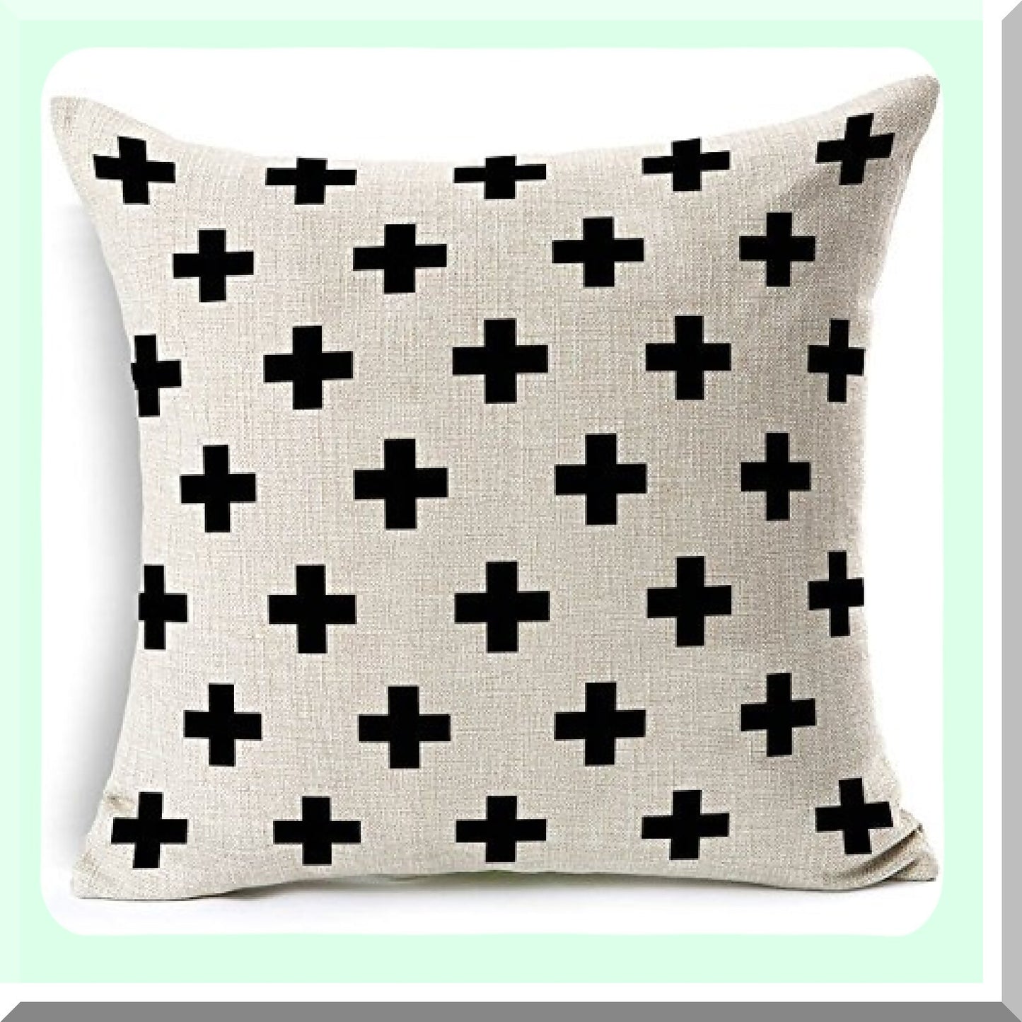 Crossweave Linen Pillowcase - Decorative Throw Pillow Cover with Cross Pattern Design - Rectangle Cushion Cover for 20inch Pillows