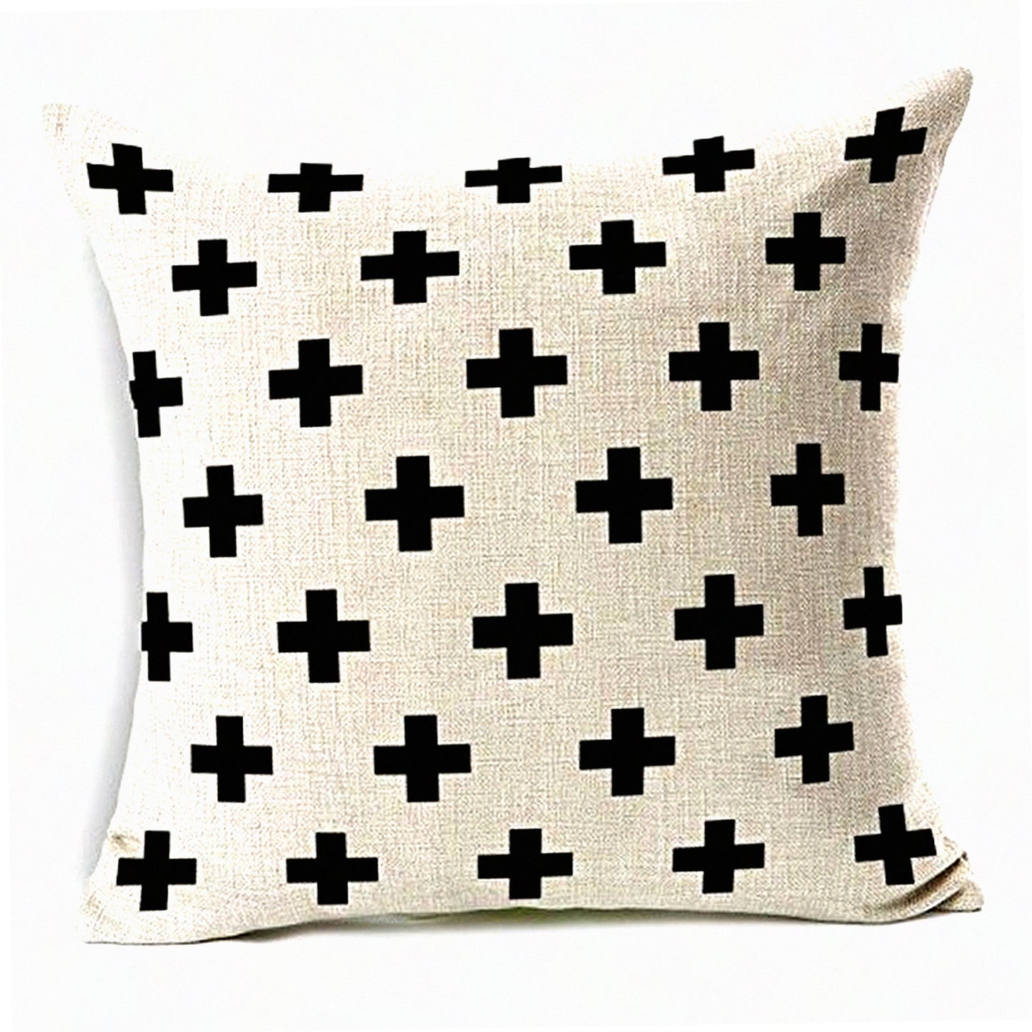 Crossweave Linen Pillowcase - Decorative Throw Pillow Cover with Cross Pattern Design - Rectangle Cushion Cover for 20inch Pillows