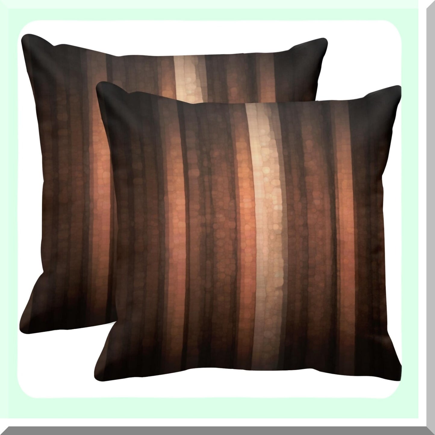 Abstract Stripe Pillowcase Set - Orange Copper & Pale Peach Print Polyester Covers - 18x18 Square Decor for Home Bed Couch Sofa - Pack of 2 Zippered Pillows