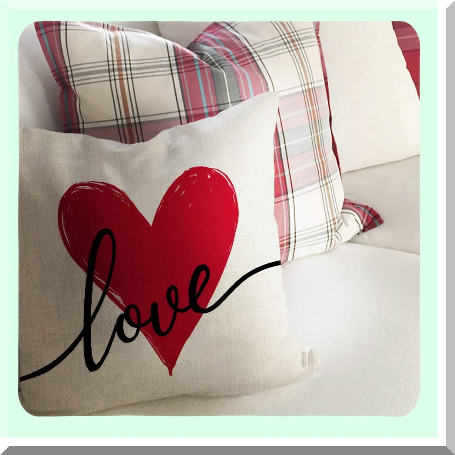 Love Heart Decor Pillow Set - 18x18 Valentines Day Throw Pillows - Sofa Couch Cushion Cases - Set of 4 Decorative Covers for Valentines Day