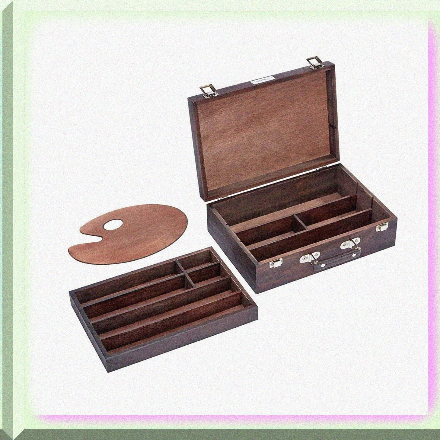 720 Wood Art Storage Box Two-Tier Espresso Stain
