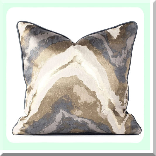 Navy Blue Modern Stylish Decorative Pillow Covers - Set of 2 | 18x18 Unique Home Decor for Couch, Sofa, Bed | Blue and Gold Accent Pieces