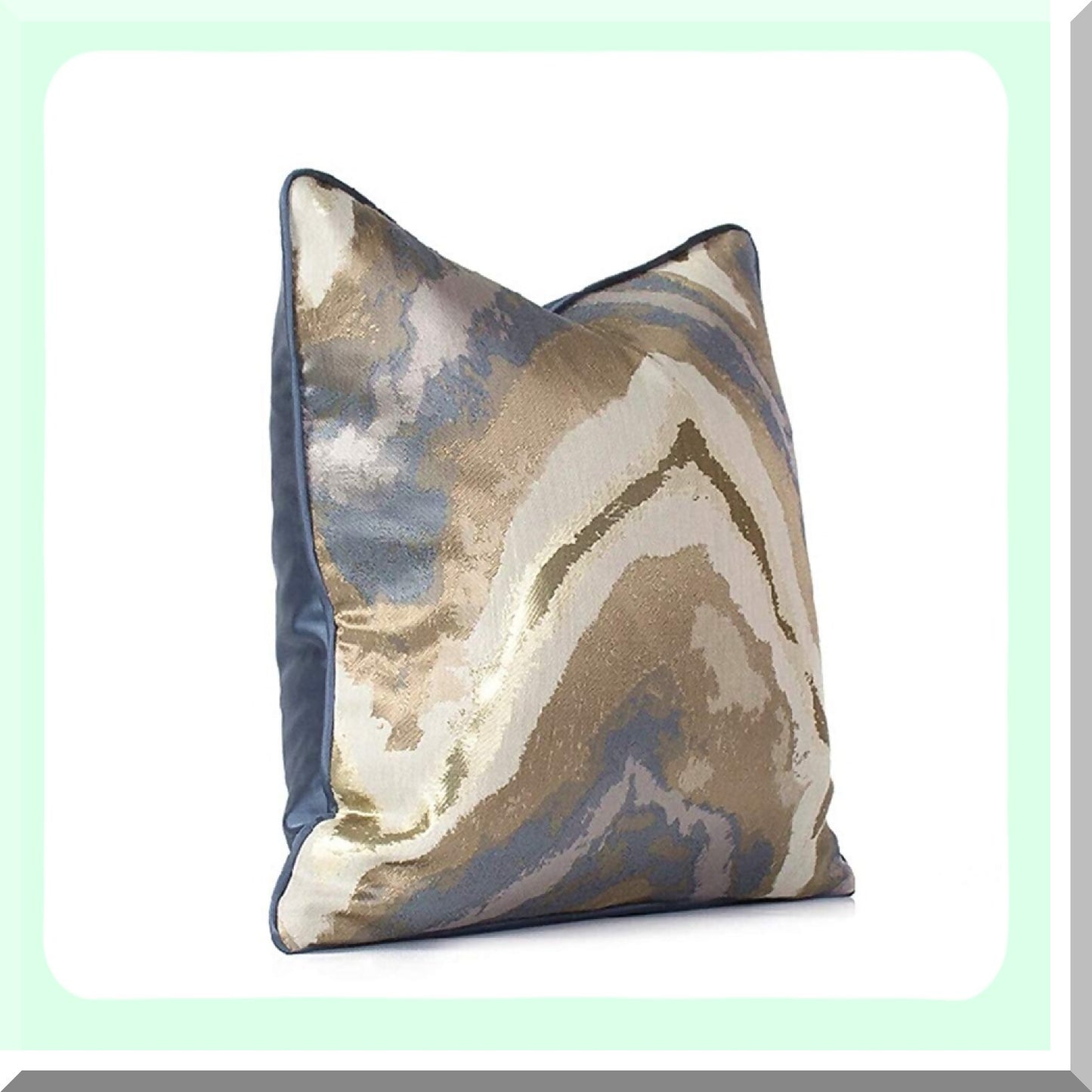 Navy Blue Modern Stylish Decorative Pillow Covers - Set of 2 | 18x18 Unique Home Decor for Couch, Sofa, Bed | Blue and Gold Accent Pieces