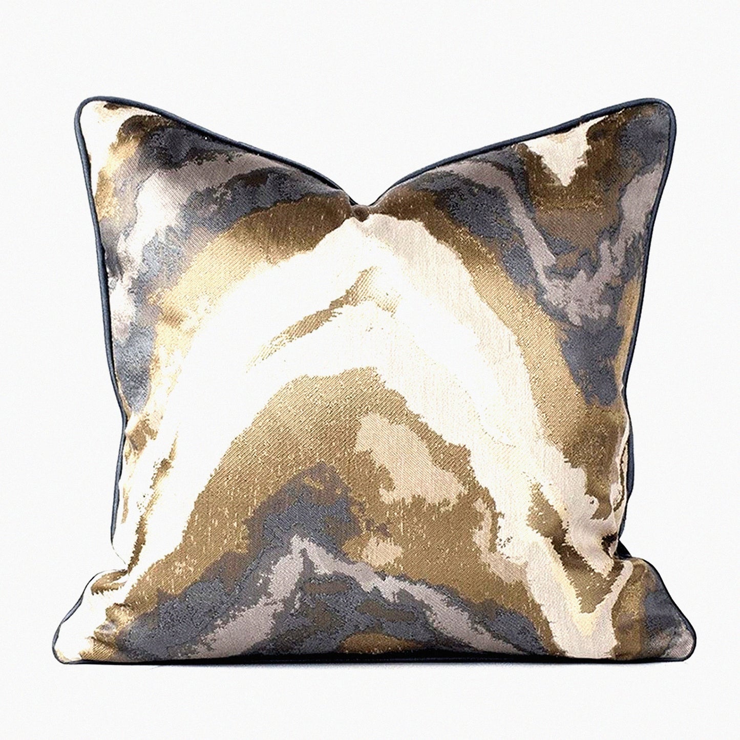 Navy Blue Modern Stylish Decorative Pillow Covers - Set of 2 | 18x18 Unique Home Decor for Couch, Sofa, Bed | Blue and Gold Accent Pieces