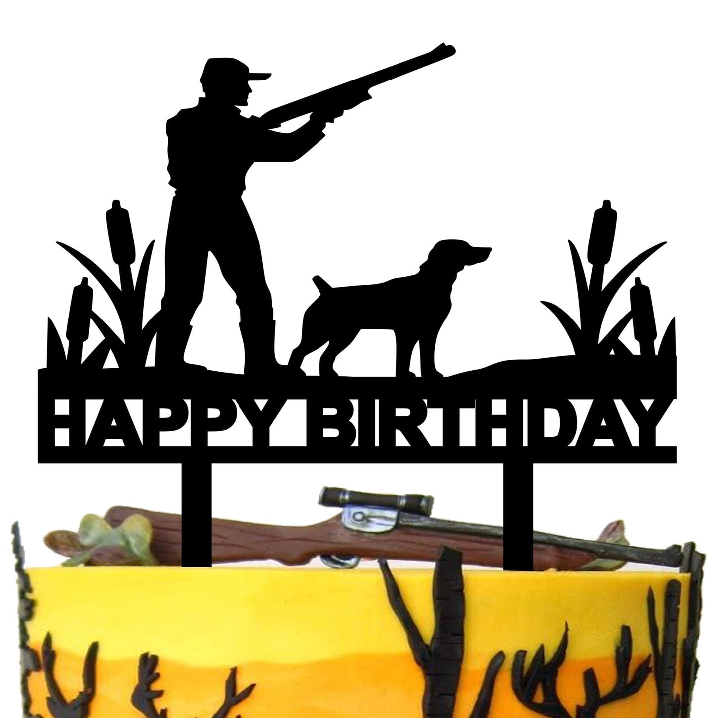 Hunters' Woodland Cake Topper - Hunting Birthday Party Decorations for Boys and Girls, Baby Shower Supplies, Camping Theme, Gone Hunting Hunter