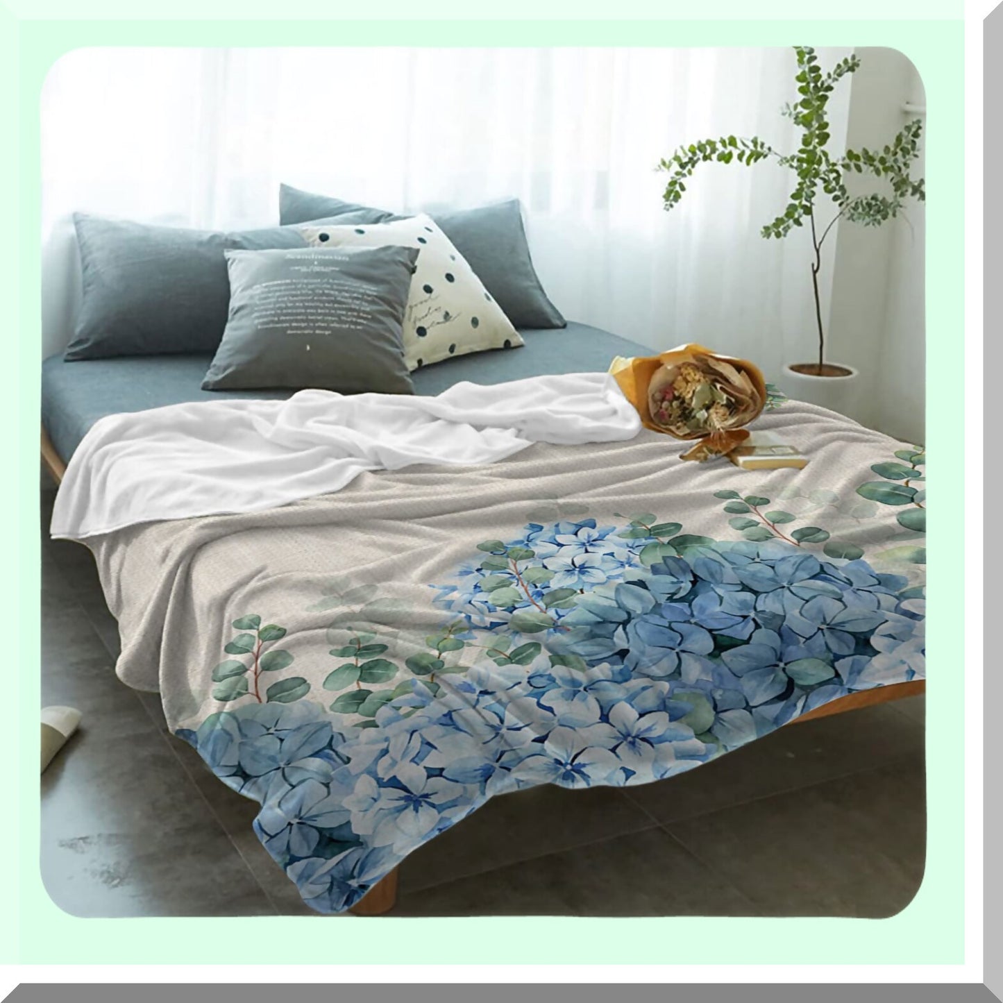 CozyEucalyptus Flannel Fleece Blanket - Soft, Lightweight, Plush Throw for Bed, Sofa, Couch, Travel, Camping - 40" x 60""