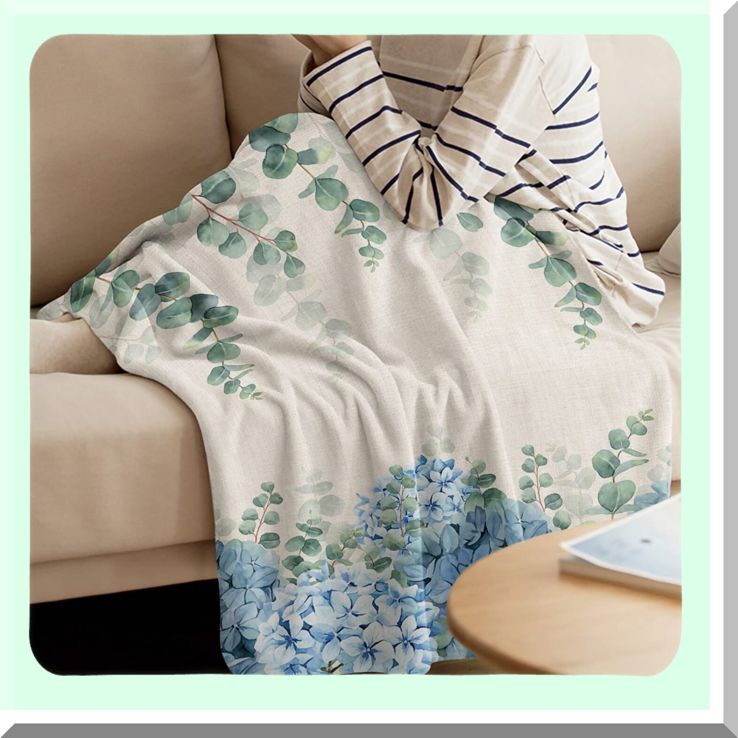 CozyEucalyptus Flannel Fleece Blanket - Soft, Lightweight, Plush Throw for Bed, Sofa, Couch, Travel, Camping - 40" x 60""