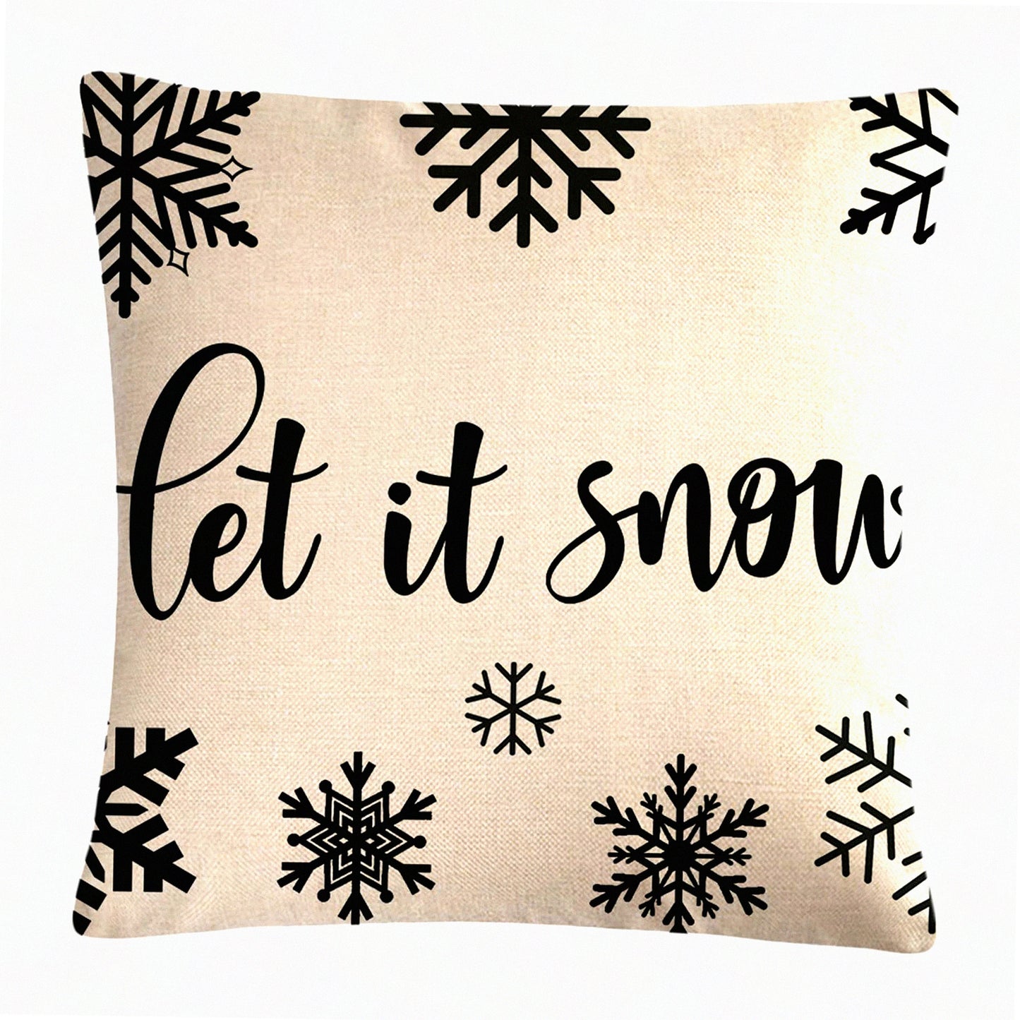 Snowflake Holiday Farmhouse Pillow Covers - Let It Snow Cushion Cover Set for Winter Decorations, Merry Xmas Pillowcases 18x18 for Home, Couch, Patio