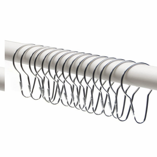 15Pcs Silver Shower Curtain Ring Hooks