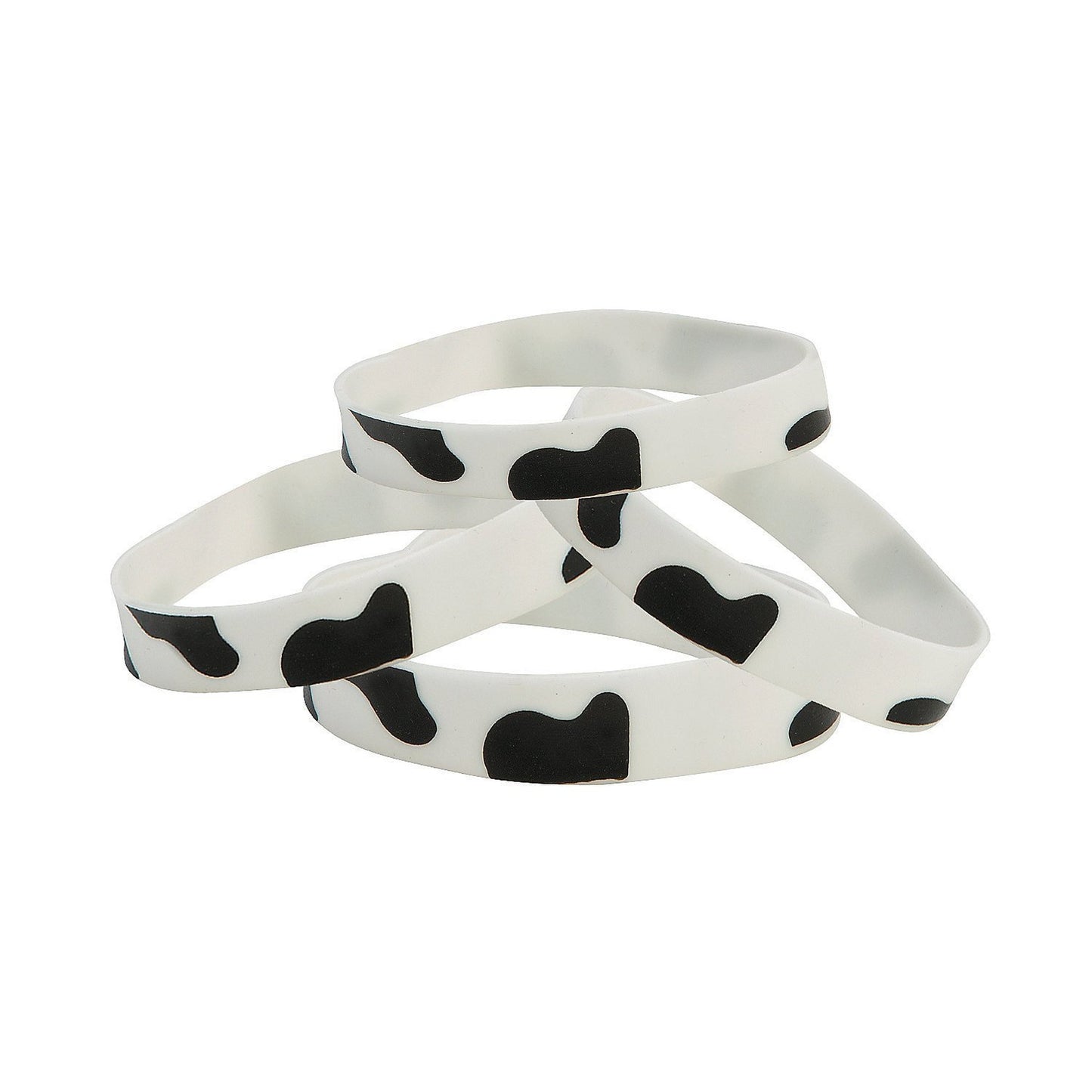 Rubber Cow Print Bracelets Set of 12 for Party Favors
