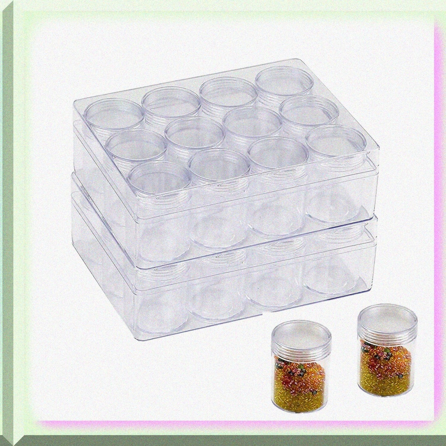 2 Pack 12-Grids Clear Bead Storage Organizer Boxes