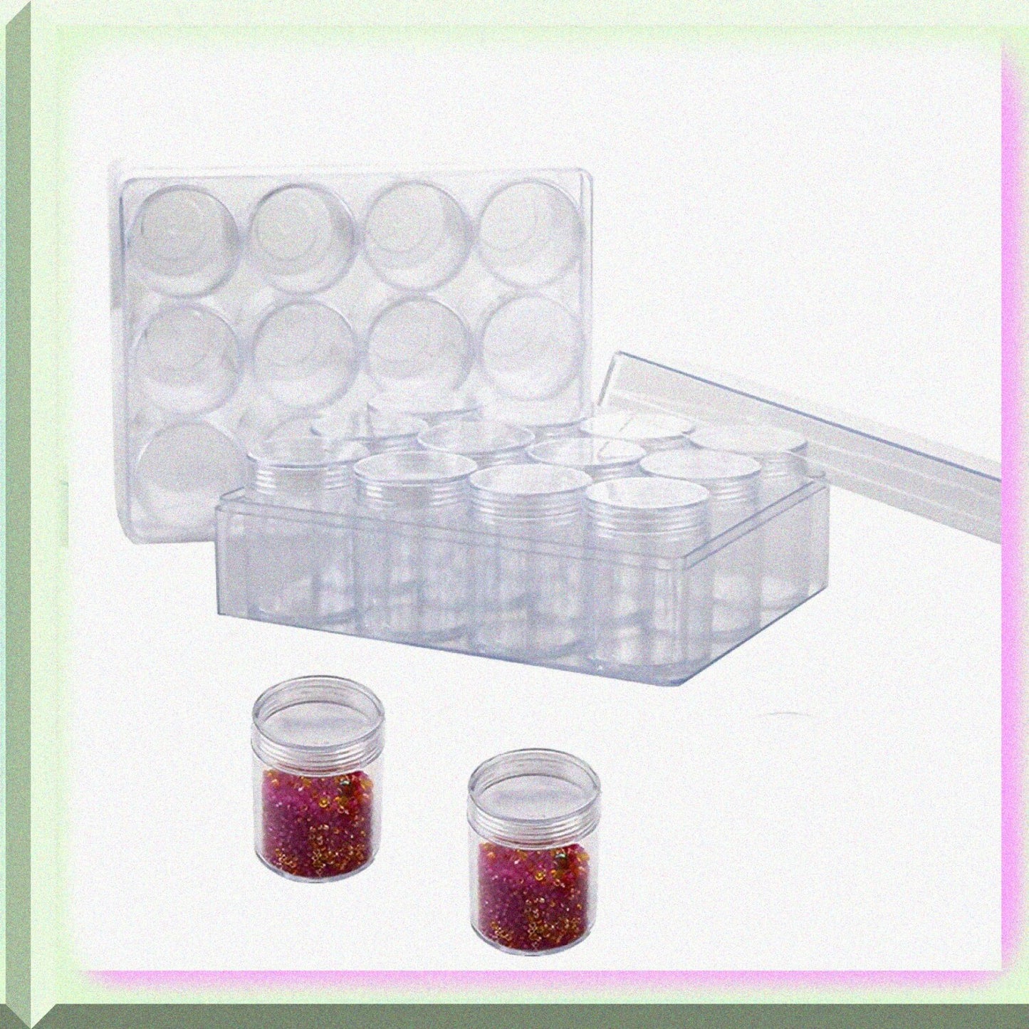 2 Pack 12-Grids Clear Bead Storage Organizer Boxes