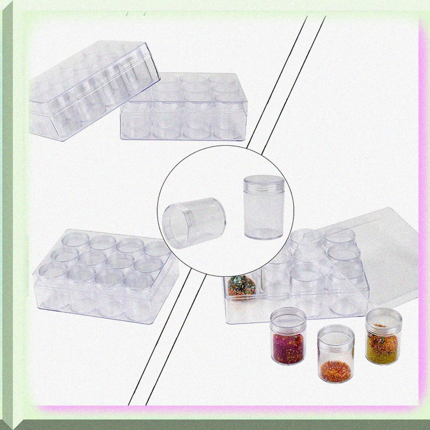 2 Pack 12-Grids Clear Bead Storage Organizer Boxes