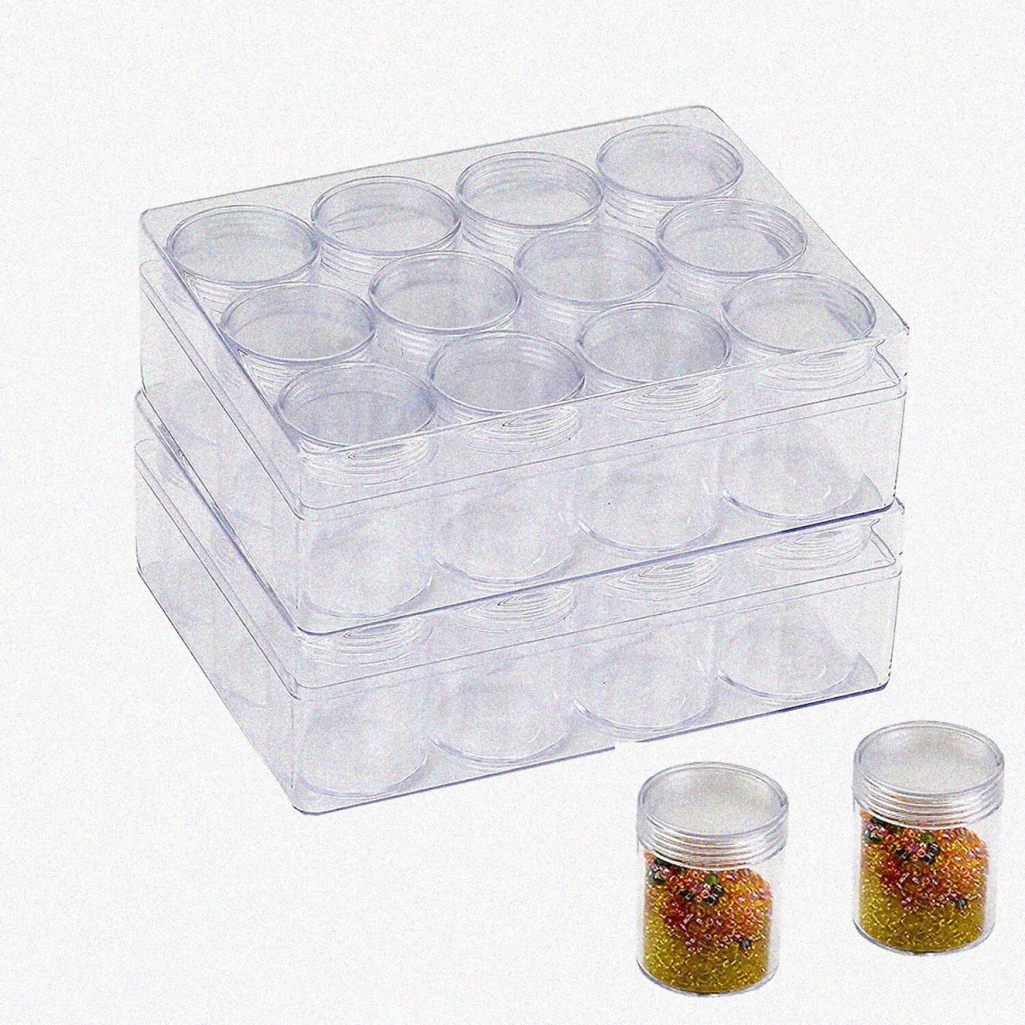 2 Pack 12-Grids Clear Bead Storage Organizer Boxes